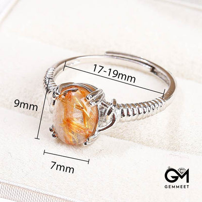 Blond Crystal Oval Open Copper Ring