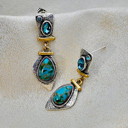 Emperor Stone Blue Topaz Silver Earrings