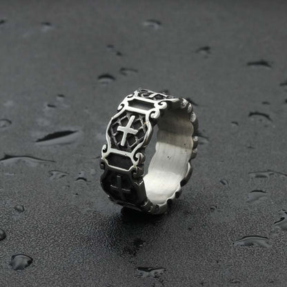 Titanium Steel Cross Retro Trendy Men's Ring