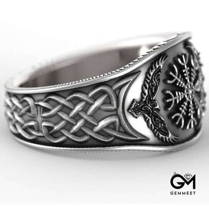 Viking Compass Vintage Graffiti Ring