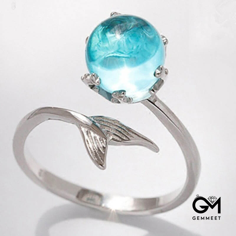 Silver Plated Blue Crystal Fishtail Ring