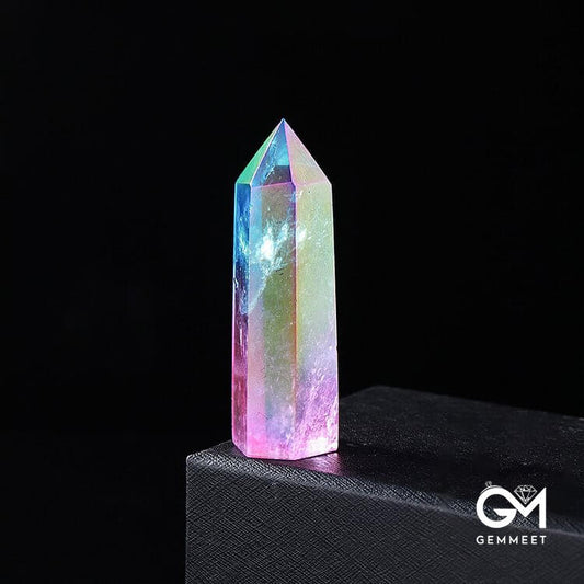 Pink Crystal with Aquamarine Crystal Wands Tower