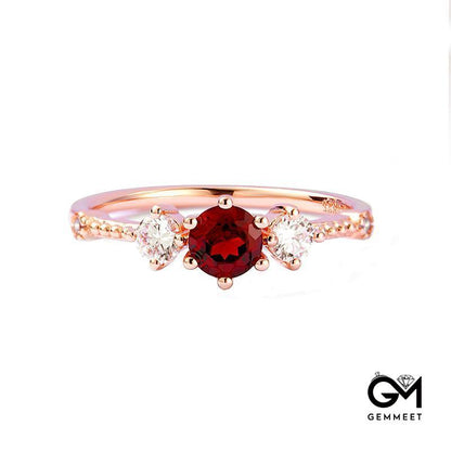 Rose Gold Plated Garnet Ring