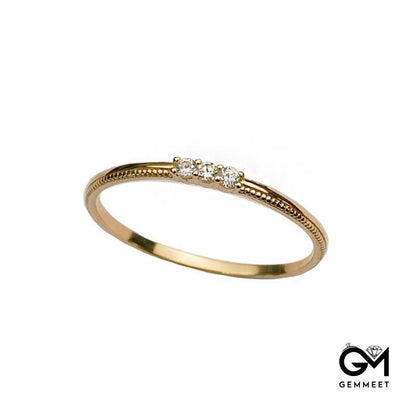 Light Luxury Gold Plated Fine Ring Small Zircon Ring