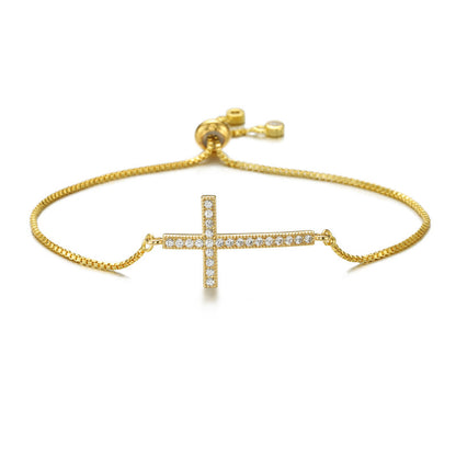 Cross Shape Full Stones Pendant Bracelet