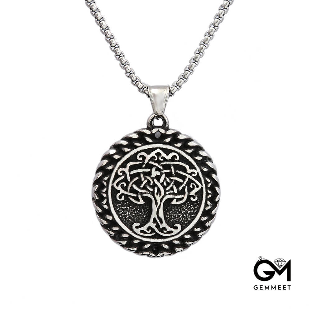 Vintage Stainless Steel Tree of Life Necklace