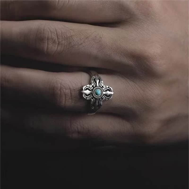 Cross Mongolian Ethnic Turquoise Ring