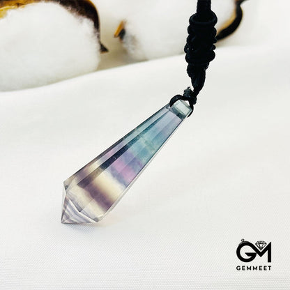 Multicolor Fluorite Cone Polyhedron Pendant