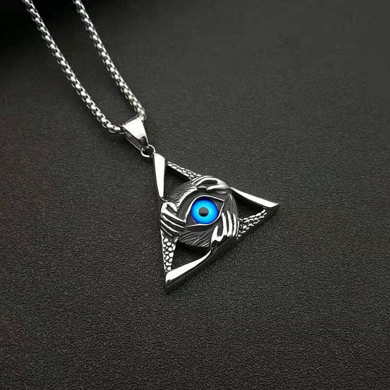 Men's Hip Hop Necklace Triangular Skull Demon Eye Pendant