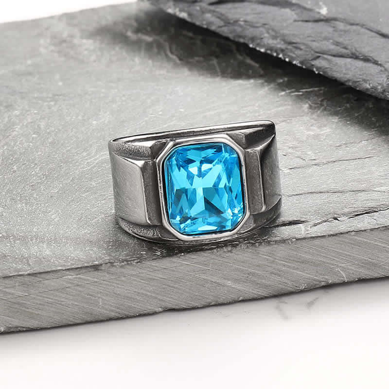 Men's Octagonal Gemstone Signet Ring