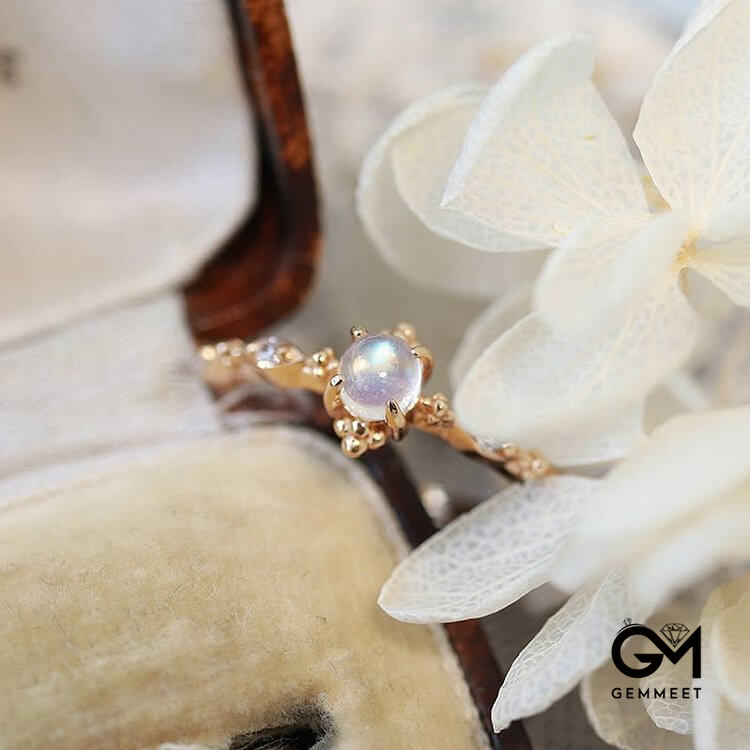 "You Are Bright Moonlight" - Dainty Moonstone Ring