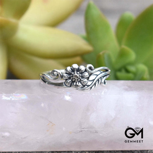 Flower Floral Daisy Silver Ring