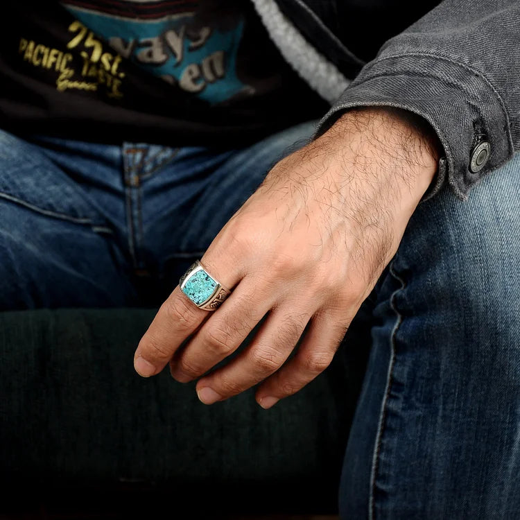 Men's Eagle Turquoise Ring