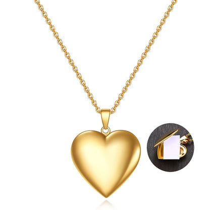 Golden Heart Shape Openable Pendant Necklace