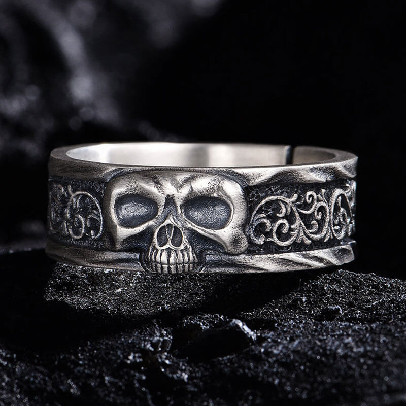 Original Retro Skull Punk Band Ring