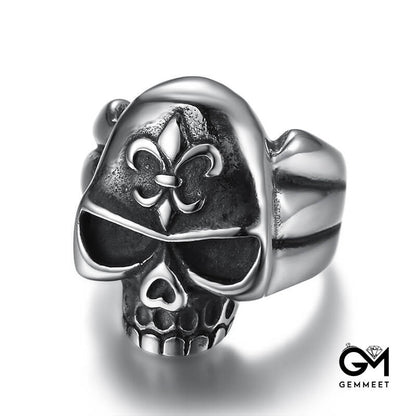 Stainless Steel Personalized Carved Skull Ring