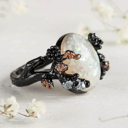 "Midnight Blossom: -Magic Tree Opal Ring