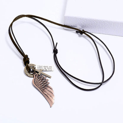 Angel Wings Leather Adjustable Simple Long Necklace