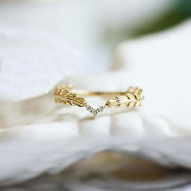 Natural Golden Laurel Leaf Ring