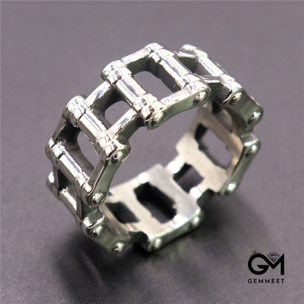 Simple Titanium Steel Vintage Chain Motorcycle Ring