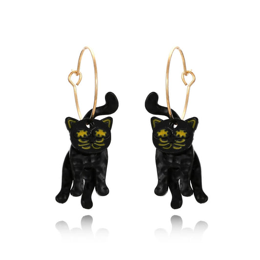 Halloween Exaggerated Creative Paint Cat Earrings Retro Animal Earrings Female Personality Earrings