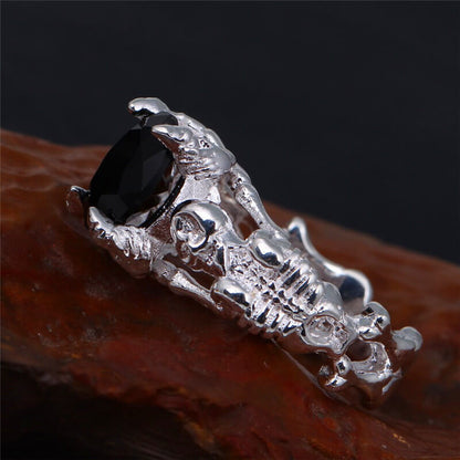 Halloween Skull Black Zircon Ring