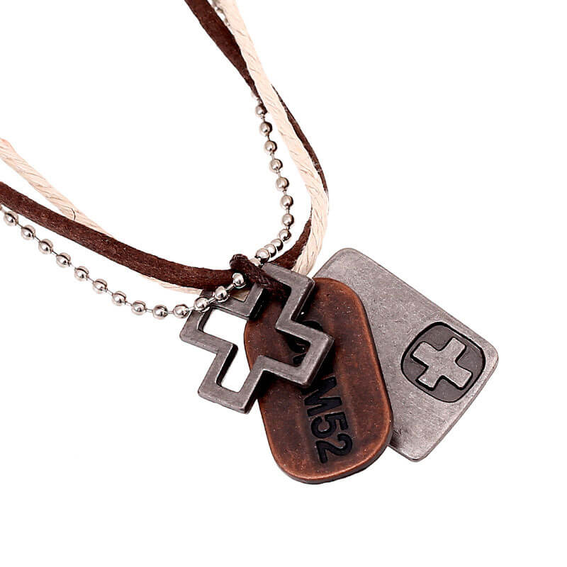 Vintage Cross Leather Necklace Simple Multilayer Necklace