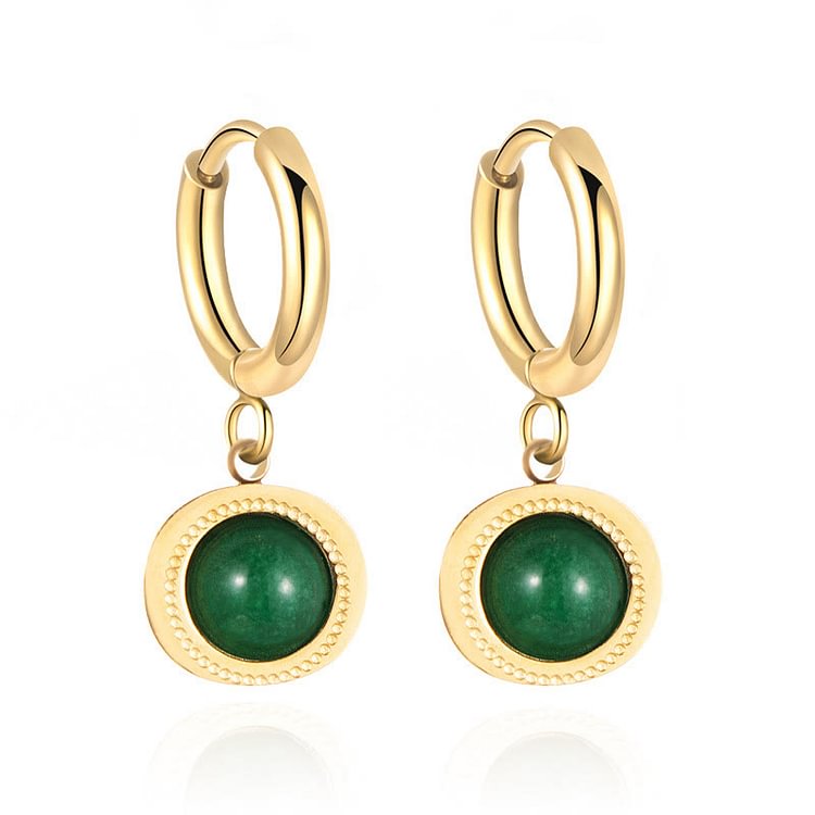 Natural Green Aventurine Irregular Drop Earrings