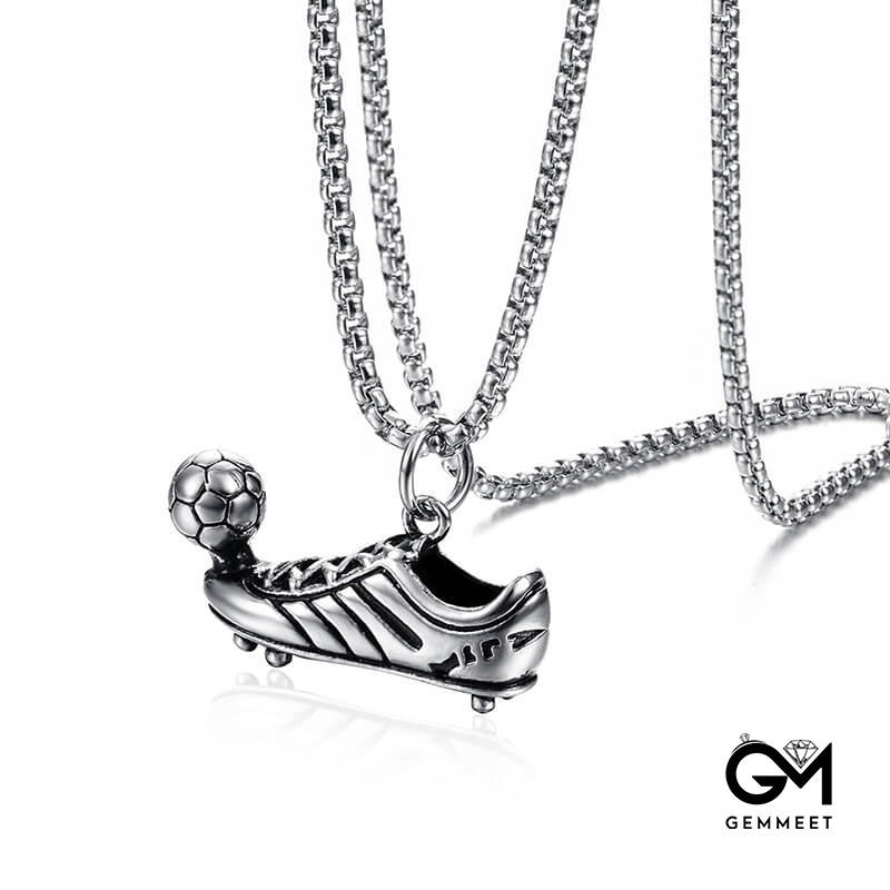 Stainless Steel Sneakers Play Football Necklace