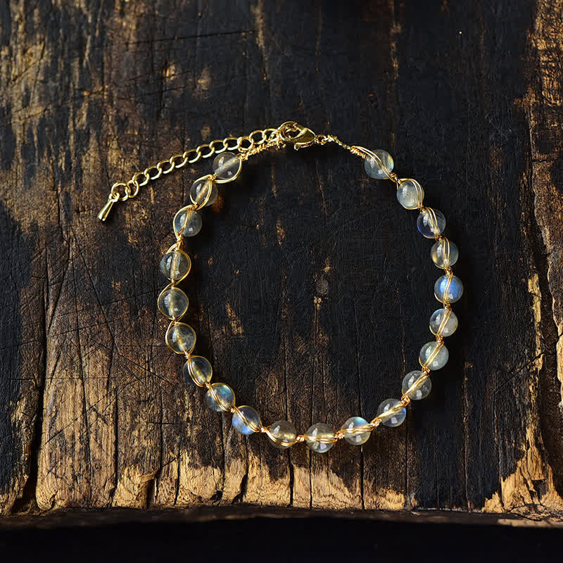 Natural Moonstone Golden Healing Positive Bracelet