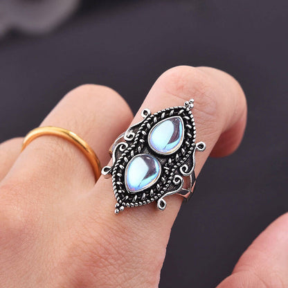 Water Drop Pear shaped Moonstone Ring