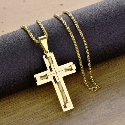 Jesus Christ Cross Pendant Stainless Steel Necklace