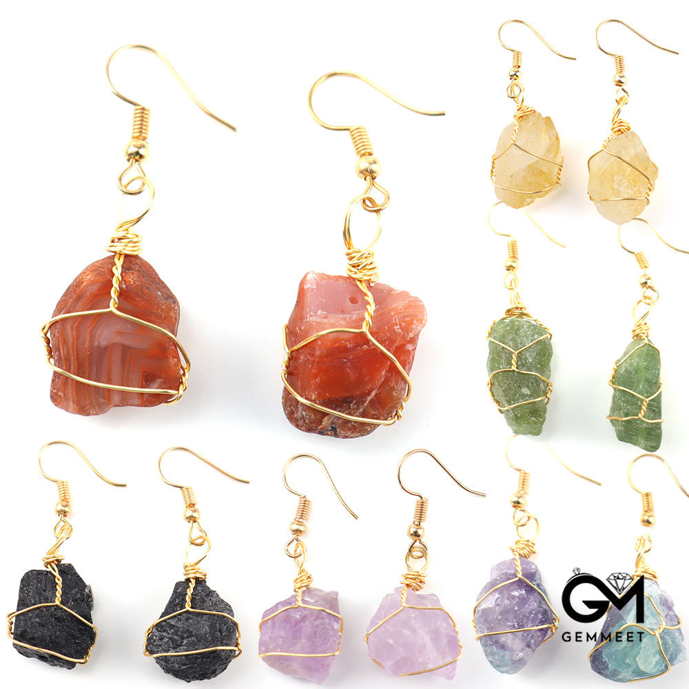 Golden Winding Agate Earrings