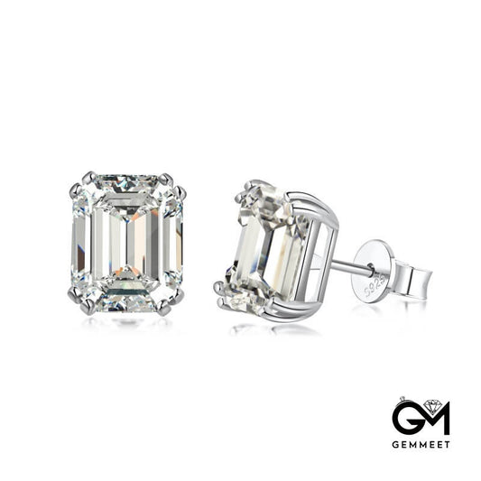 S925 Sterling Silver Four-prong Zircon Cut Earrings