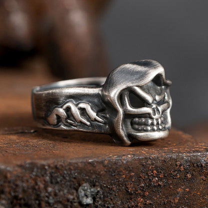 Vintage Men's Double Dragon Skull Ring