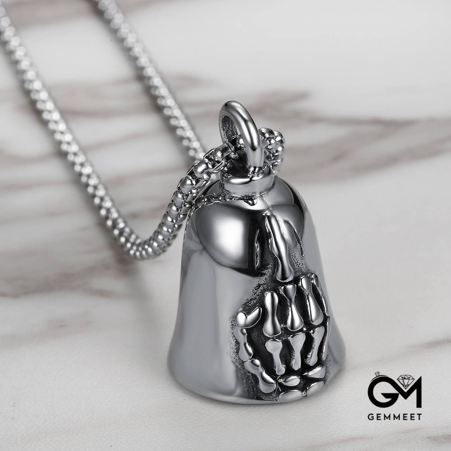 Middle Finger Skull Bell Pendant