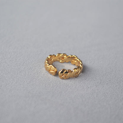 Niche Fashion Design Hand Woven Brass Gold Plated Open Ring