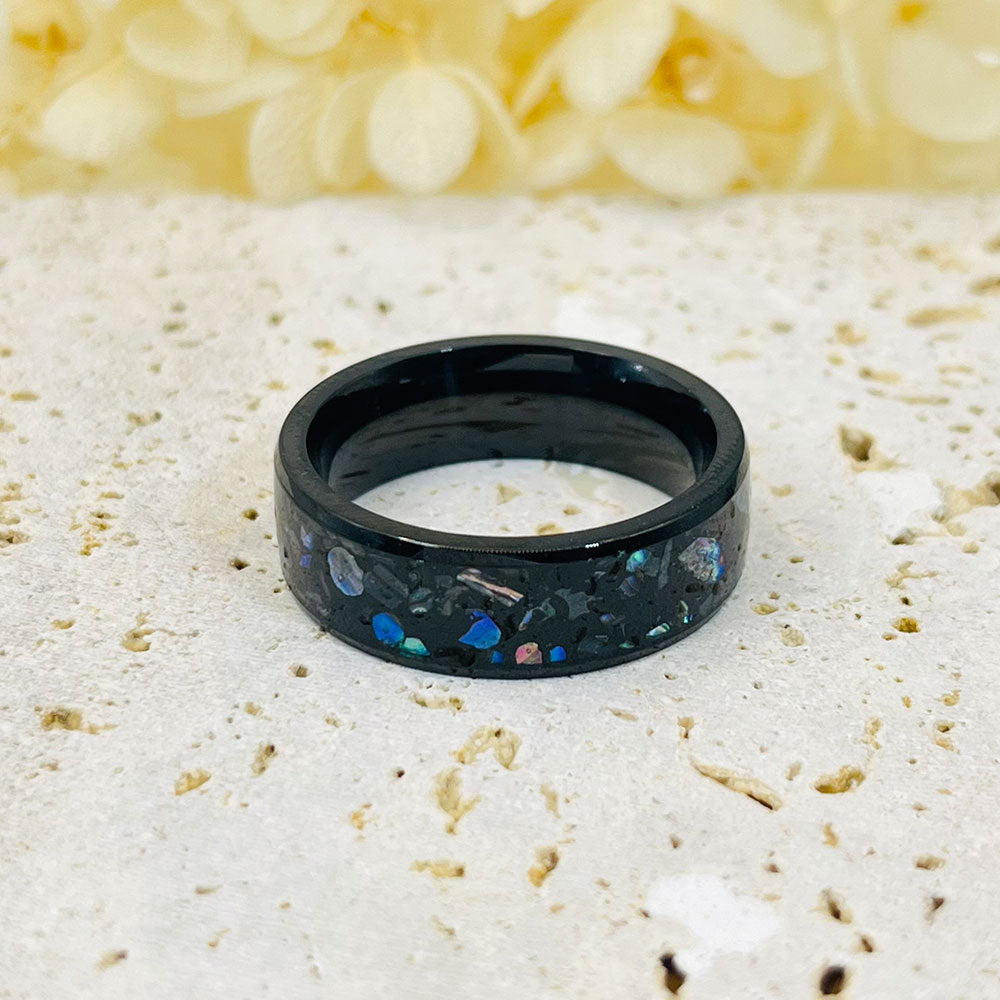 Crushed Opal Tungsten Carbide Ring