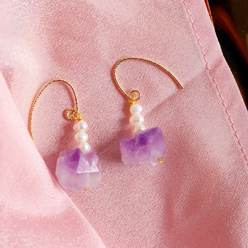 Natural Amethyst Healing Dangle Earrings