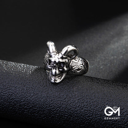 Vintage Shofar Demon Skull Ring