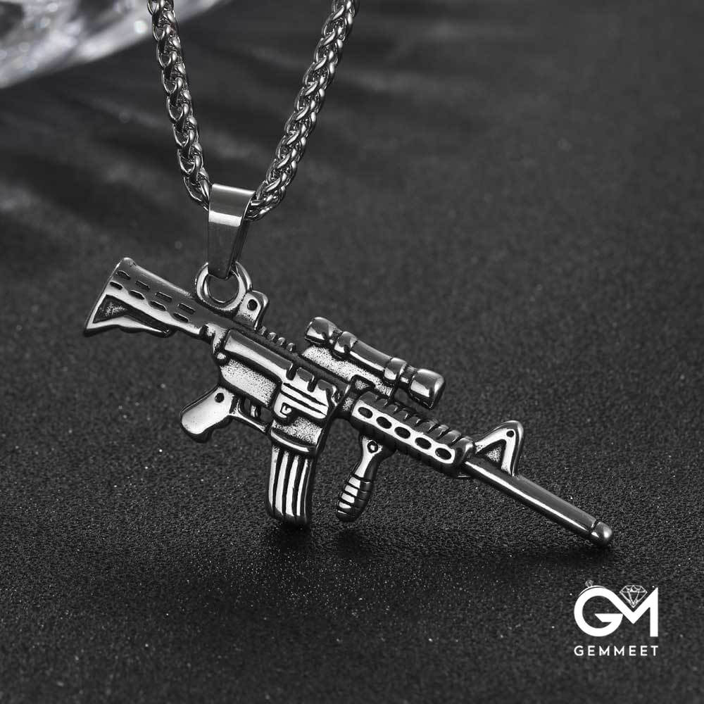 Titanium Steel Sniper Rifle Necklace