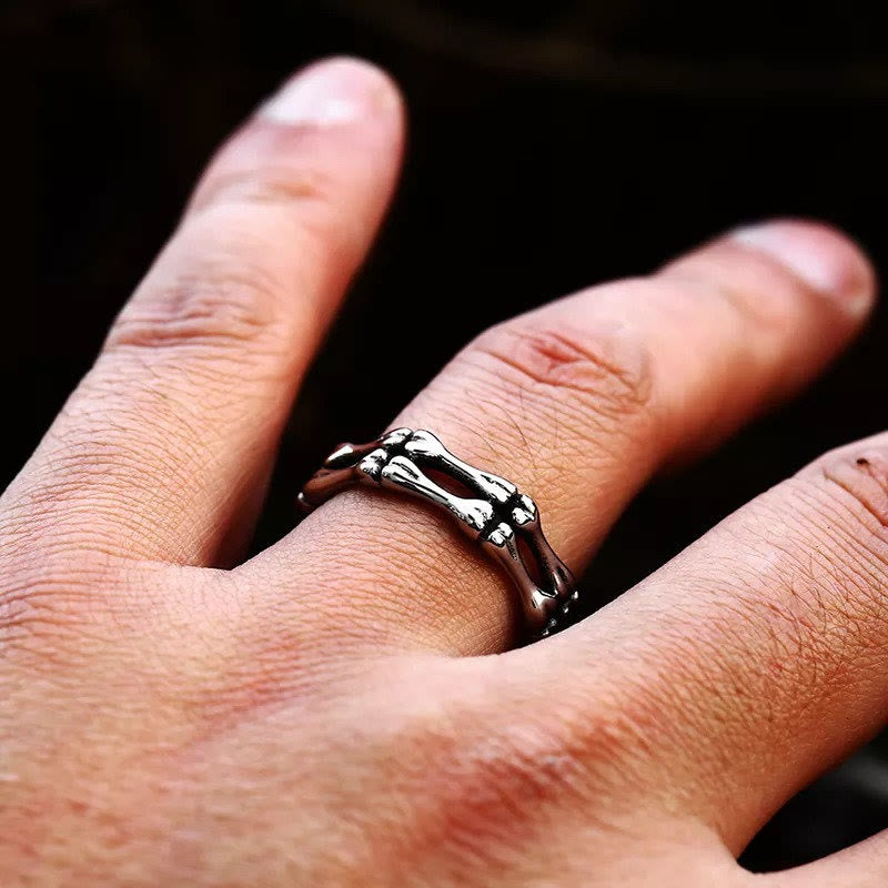 Gothic Punk Fossil Bone Ring