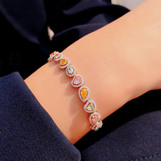 Luxurious High-end Full-diamond Bracelet Candy-style Irregular Micro-inlaid Colorful Treasure Bracelet