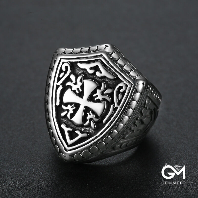 Stainless Steel Cross Engraved Ring