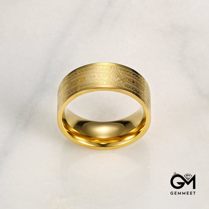 Gold Stainless Steel God's Eye Men's Blank Logo Corrosion Ring