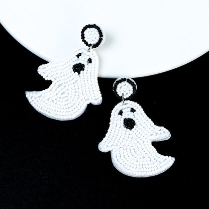 Halloween Cute Cartoon Ghost Handmade Fabric Bead Earrings