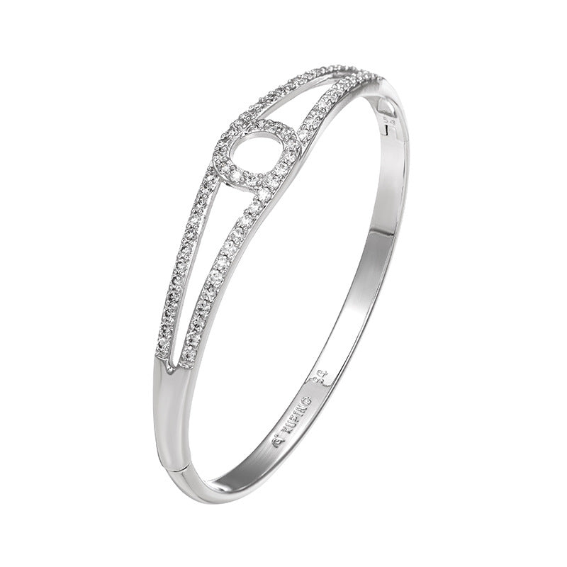 Simple Geometric Rhodium-plated Zircon Bracelet