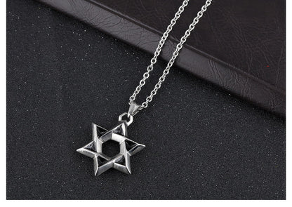 Titanium Steel Hexagram Pendant Chain Necklace