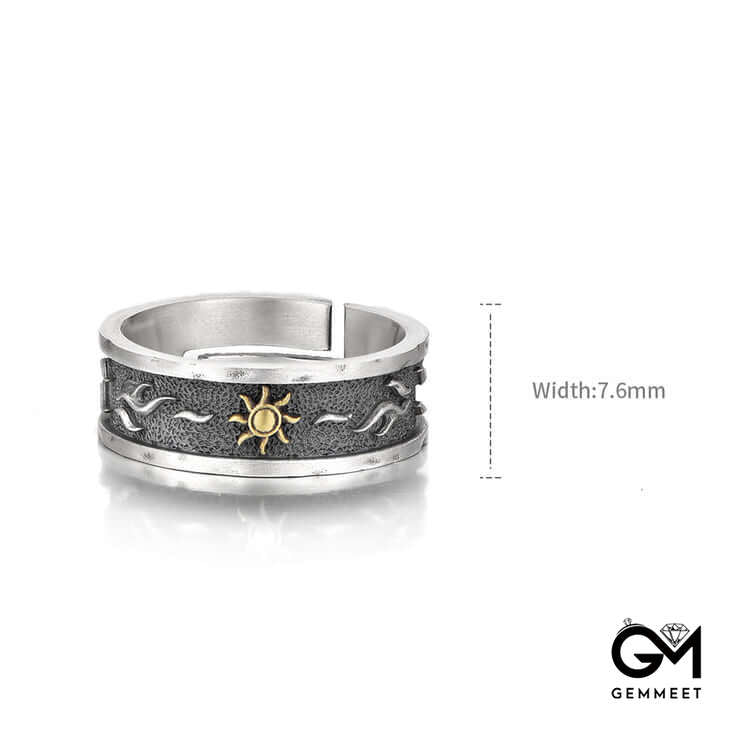 Fashion Men's Sun Flower Sterling Silver Vintage Rings