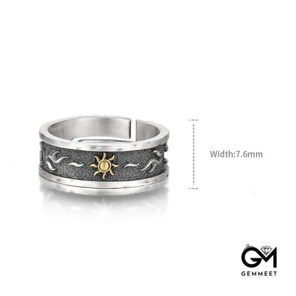 Fashion Men's Sun Flower Sterling Silver Vintage Rings